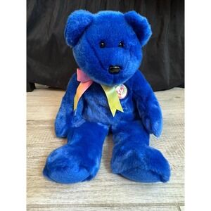 Ty Beanie Buddies Teddy Bear Blue Plush Official Club Member Bear Toy